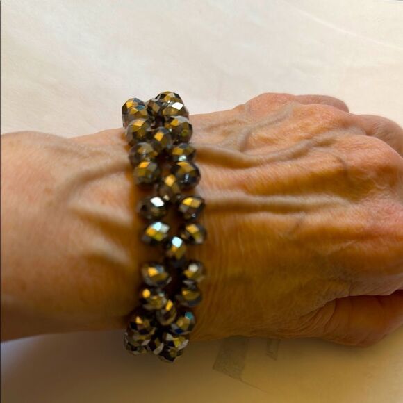 Rainbow Hematite Stretch 2 Row Bracelet. - Picture 1 of 3